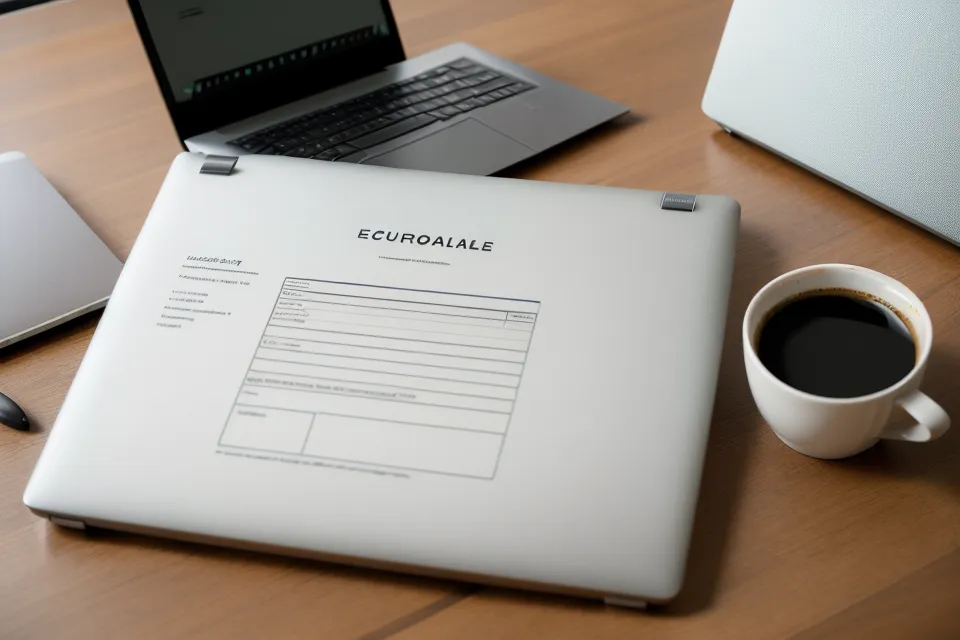 Nahaufnahme eines Online-Steuerkurses auf einem Laptop in einem Design-Studio.