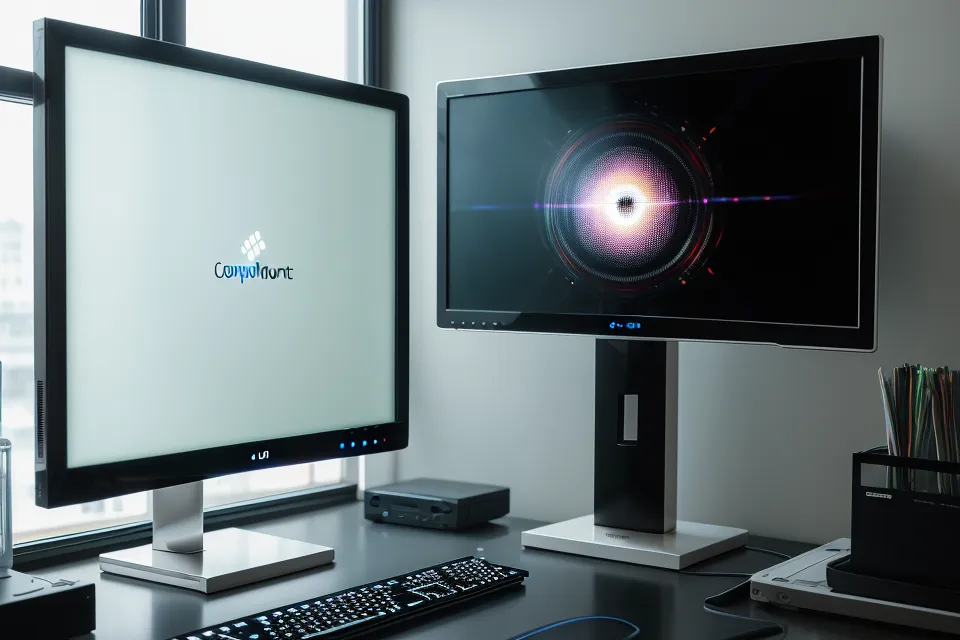 Monitor mit einem Online-Steuerkurs neben einem 3D-gedruckten Bauteil im Abendlicht.