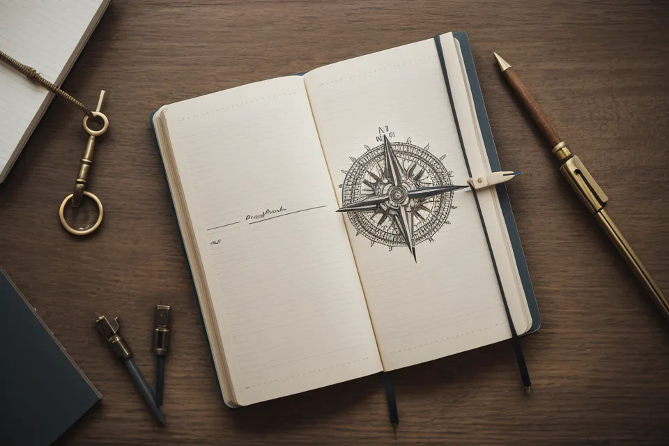 Notizbuch mit handschriftlichen Steuer-Pauschalen für Verpflegungsmehraufwand und Autoschlüssel.