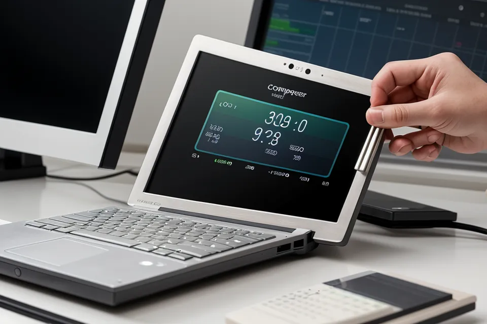 Online tax course playing on a computer screen in a design studio