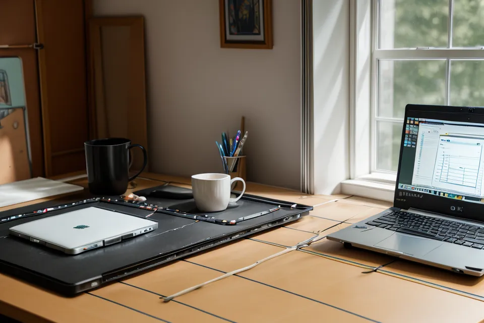 Arbeitsplatz während der Weiterbildung mit einem Online-Steuerkurs