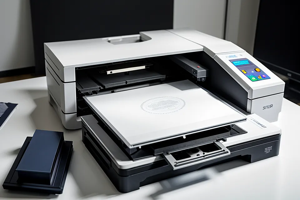 Ein Laserdrucker im Studio, der gerade einen Stapel Buchhaltungsbelege ausgibt.